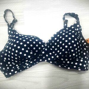 NWT Swimsuits for All Swim Sexy Black and White Polka Dot Bikini Top Sz14